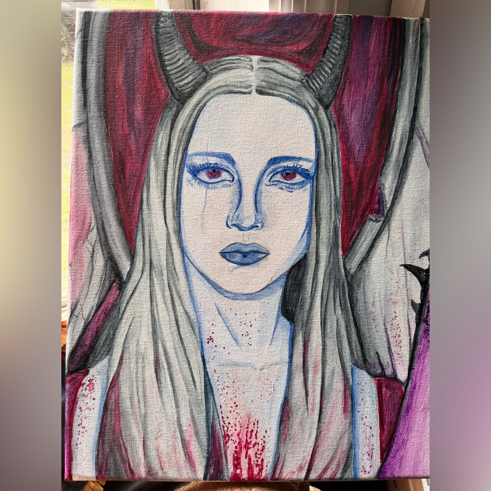 HAND PAINTED demon woman demon lady painting watercolor 11 by 14